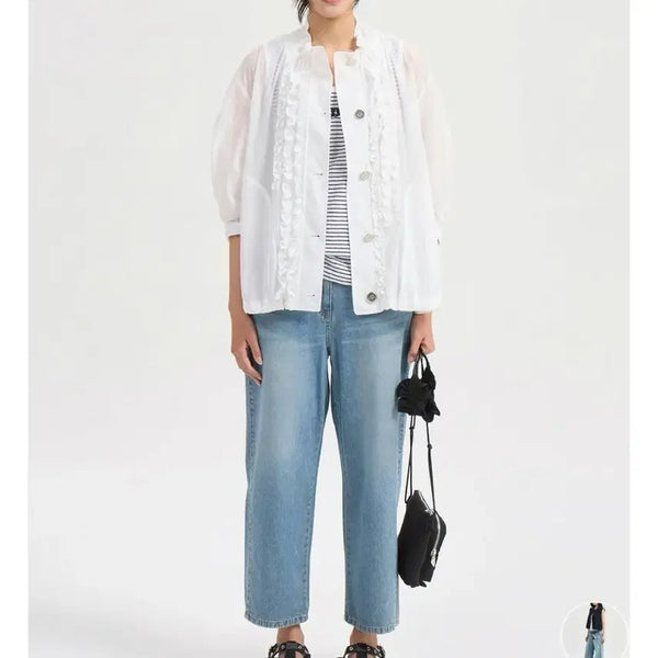 [BUNJANG] Lucky Chouette 25 SS Ruffle Jacket / 럭키슈에뜨 25 SS 프릴 자켓  free