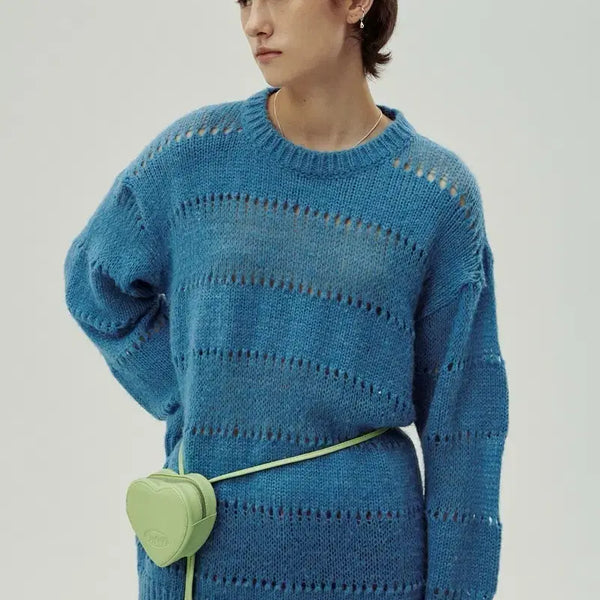 [BUNJANG] SINOON Crochet Knit Blue / 시눈 크로셰 니트