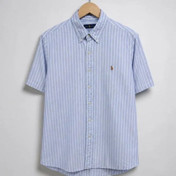 [BUNJANG] Polo Ralph Lauren Striped Oxford Short Sleeve Shirt / 105 POLO 폴로 랄프로렌 스트라이프 옥스포드 반팔 셔츠