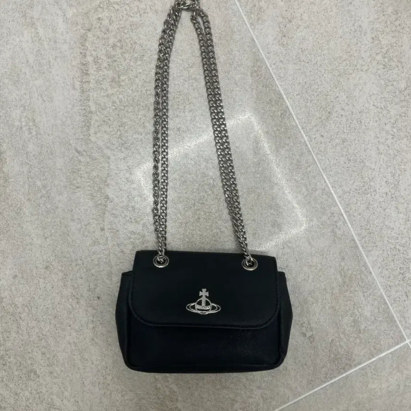 [BUNJANG] Vivienne Westwood Riveton Saffiano Chain Mini Crossbody Bag / 비비안웨스트우드 리비건 사피아노 체인 미니 크로스백