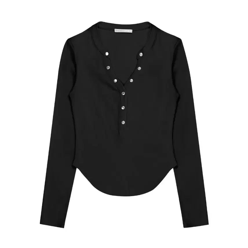 [BUNJANG] CoolSis Signature Button Top Long Sleeve / 쿨시스 건장걸 시그니처 버튼 탑 스냅티 롱슬리브 플리즈노팔로우