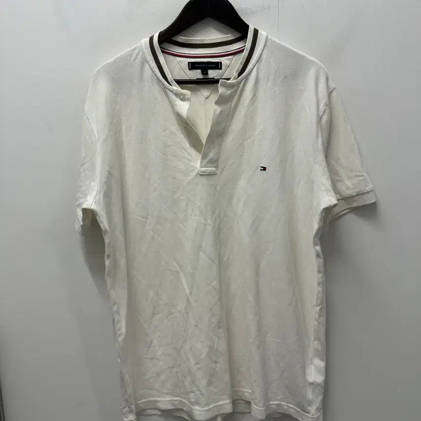 [BUNJANG] Tommy Hilfiger White Short Sleeve Polo Shirt 105 / [만원빈티지 최저가]타미힐피거 반팔 카라티 화이트 105