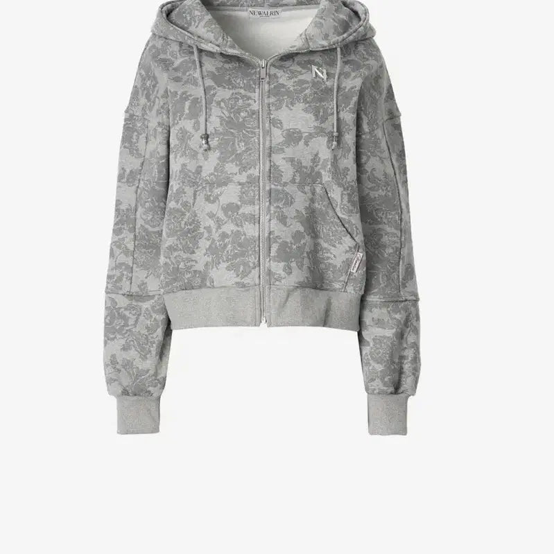 [BUNJANG] Newallin Flower Beaded Oversized Zip-Up Hoodie / 뉴얼린 Flower Beaded Oversized Zip-Up Hoodie