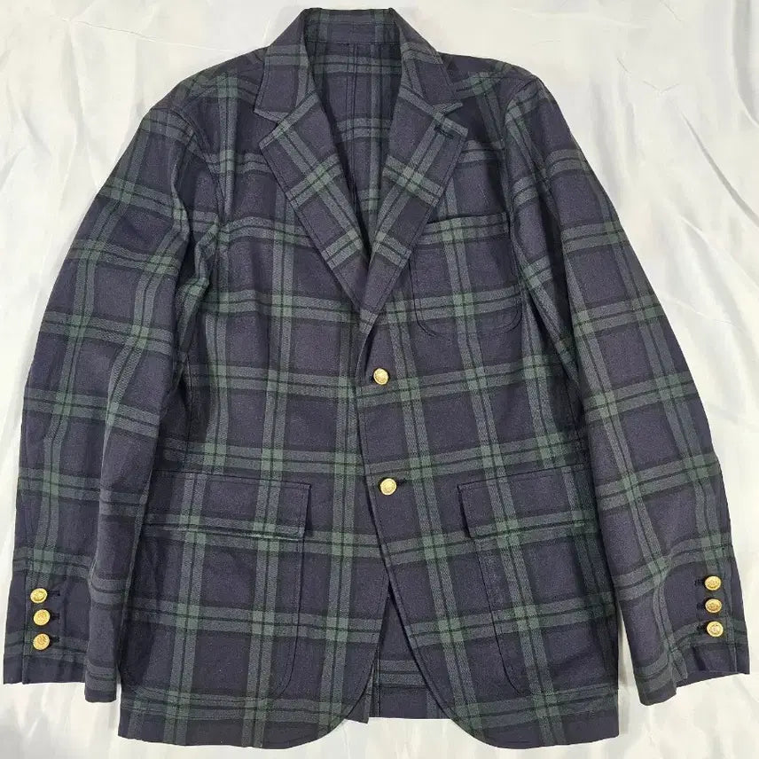 [BUNJANG] Boogie Holiday Tartan Check Gold Button Blazer / 부기홀리데이타탄체크블레이저