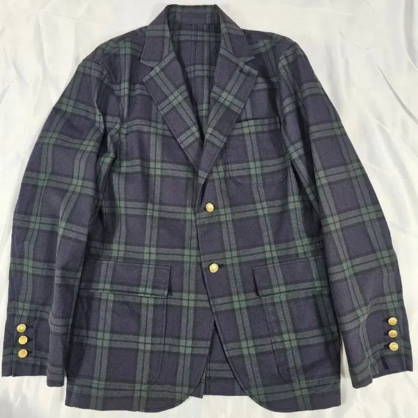 [BUNJANG] Boogie Holiday Tartan Check Gold Button Blazer / 부기홀리데이타탄체크블레이저