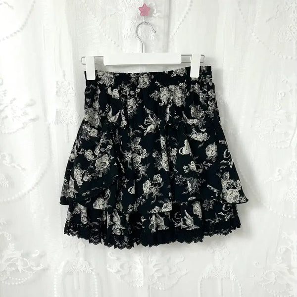 [BUNJANG] Axis Farm Black Gothic Lolita Lace Skirt / 엑시즈팜 블랙 고스로리 고딕 레이스 스커트