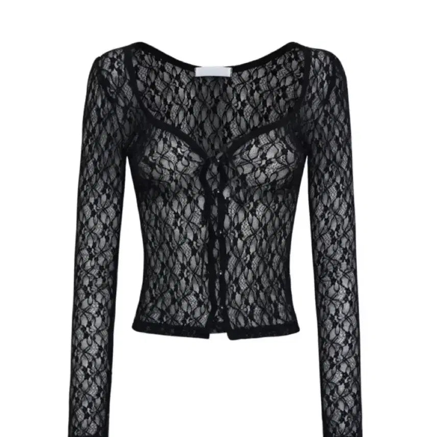 [BUNJANG] 3Times Lace Black Cardigan / 쓰리타임즈 레이스 블랙 가디건