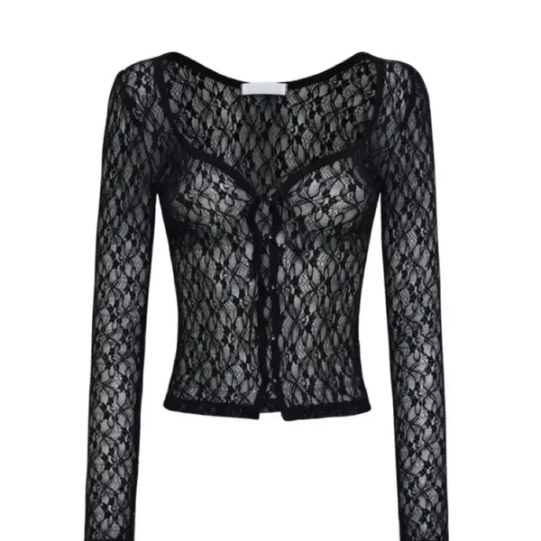 [BUNJANG] 3Times Lace Black Cardigan / 쓰리타임즈 레이스 블랙 가디건