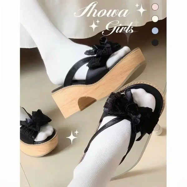 [BUNJANG] Lolita Style Platform Sandals Black / 로리타 일본식 통굽 샌들 블랙