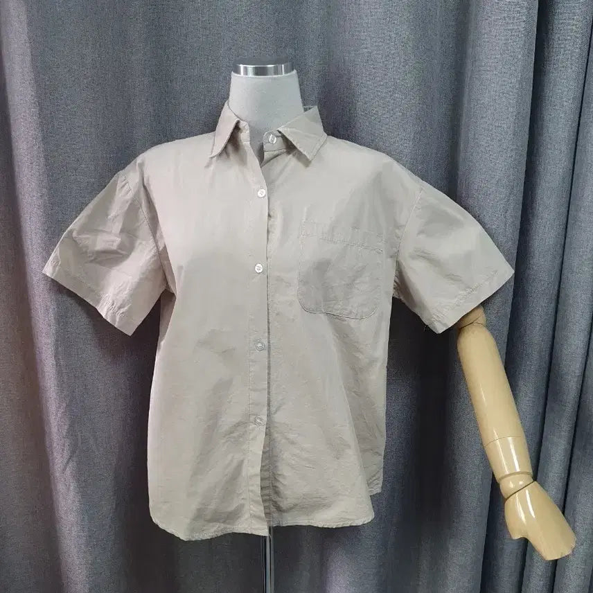 [BUNJANG] Milk Tea Crinkle Short Sleeve Shirt / 밀크티 바스락 반팔셔츠