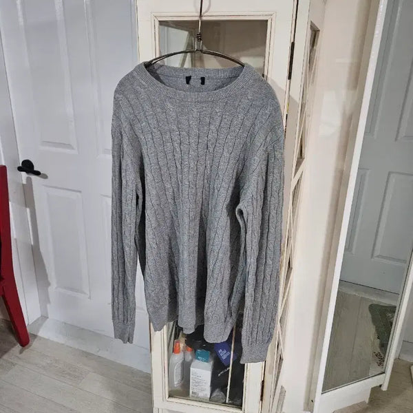 [BUNJANG] Uniqlo Grey Cable Knit Sweater / 니트 스웨터 그레이 케이블 니트