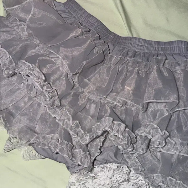 [BUNJANG] Ruffle Neck Tulle Skirt - Grey / 러프넥 튜튜스커트 그레이 캉캉