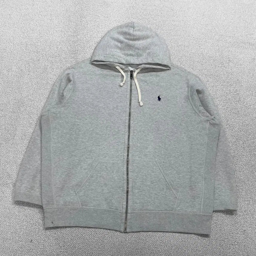 [BUNJANG] Polo Ralph Lauren Pony Logo Thermal Hoodie Zip-Up Grey XXL / 폴로 랄프로렌 포니 로고 써멀 후드집업 그레이