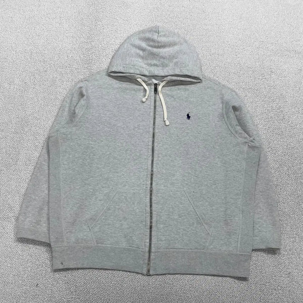 [BUNJANG] Polo Ralph Lauren Pony Logo Thermal Hoodie Zip-Up Grey XXL / 폴로 랄프로렌 포니 로고 써멀 후드집업 그레이