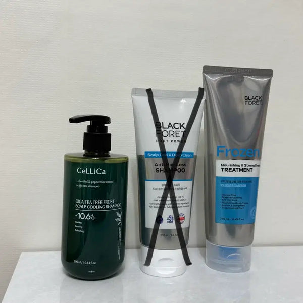 [BUNJANG] Celica Cica Tea Tree Black Forest Frozen Cooling Shampoo & Treatment Set / 쿨링제품 셀리카 시카 티트리 블랙포레 쿨 프로즌 쿨링 샴푸 트리트먼트