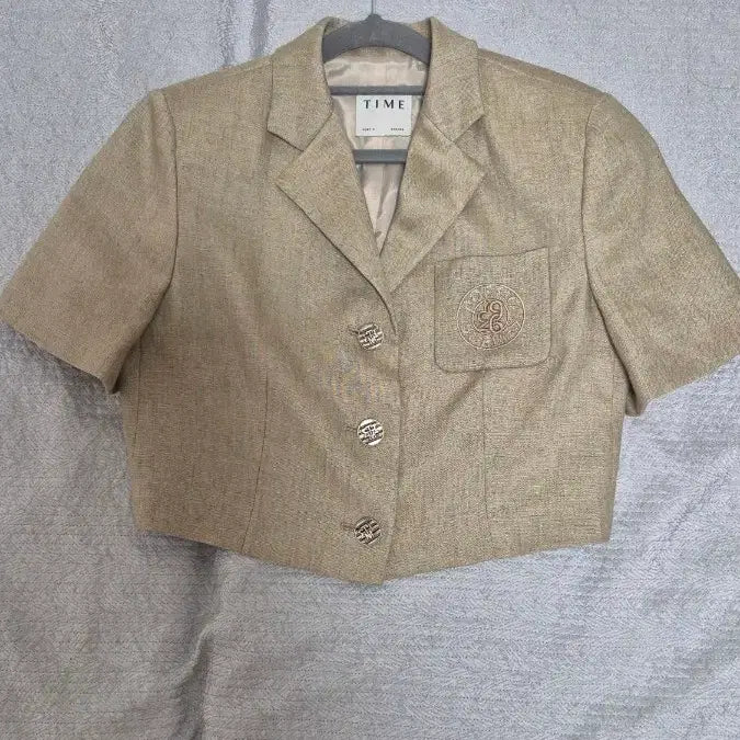 [BUNJANG] TIME 22SS Linen Lettering Embroidery Crop Jacket / 타임 22ss  린넨  래터링 자수  크롭  자켓