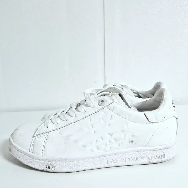 [BUNJANG] Emporio Armani EA7 Eagle Logo Leather Sneakers / 엠포리오 아르마니 EA7 이글 로고 레더 스니커즈(240)