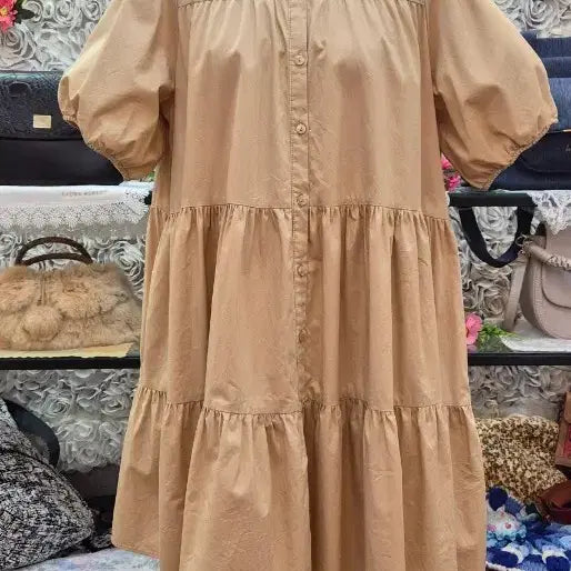 [BUNJANG] ZARA 100% Cotton Textured Tiered Mini Dress / ZARA 자라 면 100% 바스락 티어드 미니원피스 55 66 77 프리사이즈