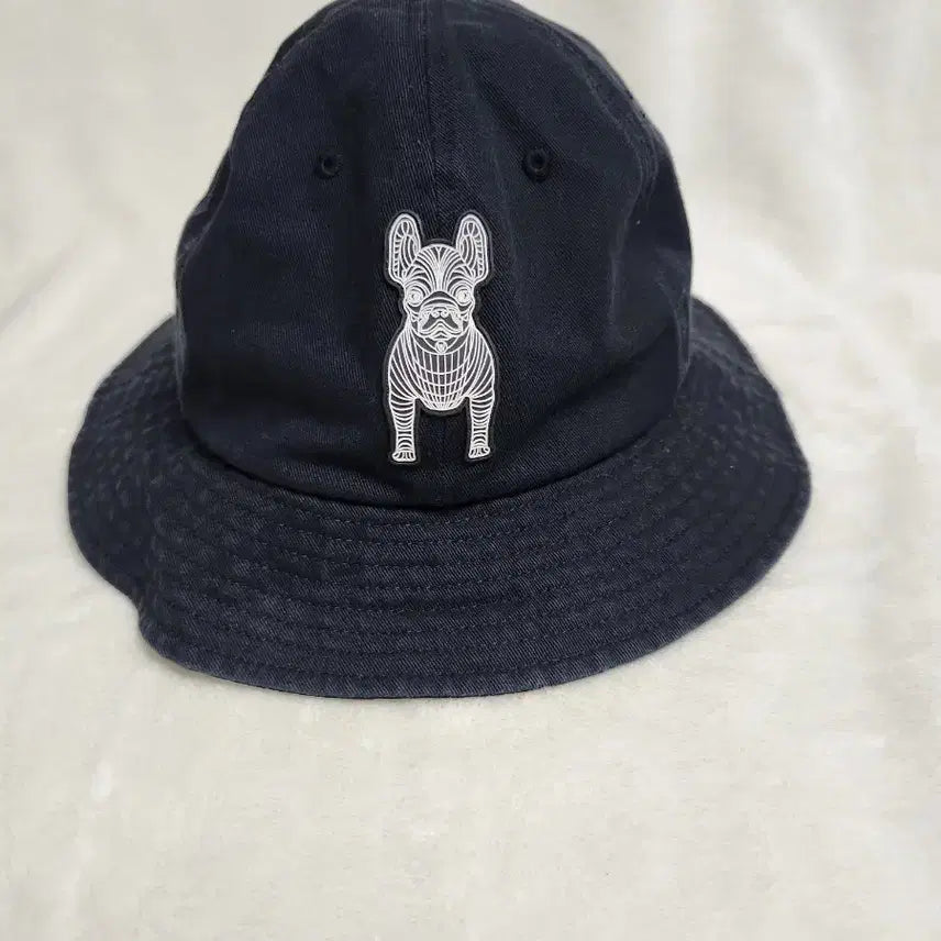 [BUNJANG] French Bulldog Pattern Bucket Hat Black / 프렌치 불도그 패턴 벙거지 모자 블랙