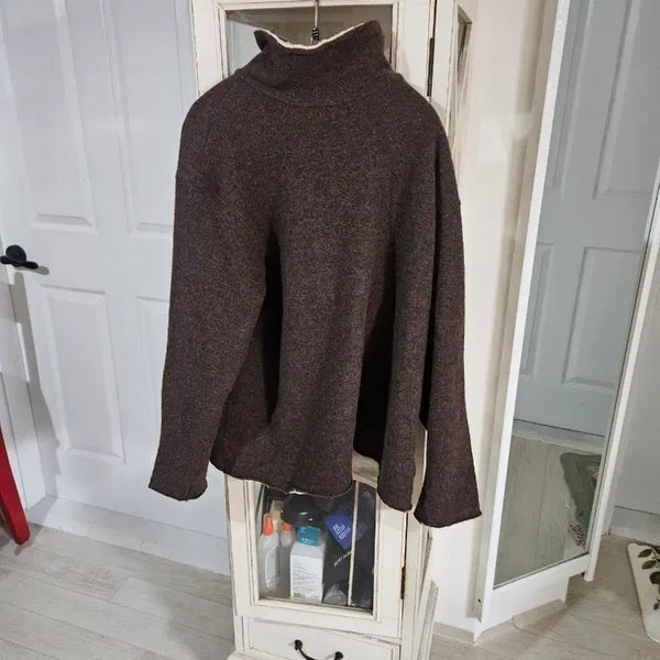 [BUNJANG] Fleece Lined Turtleneck Knit - Brown / 기모 터틀넥 니트 브라운