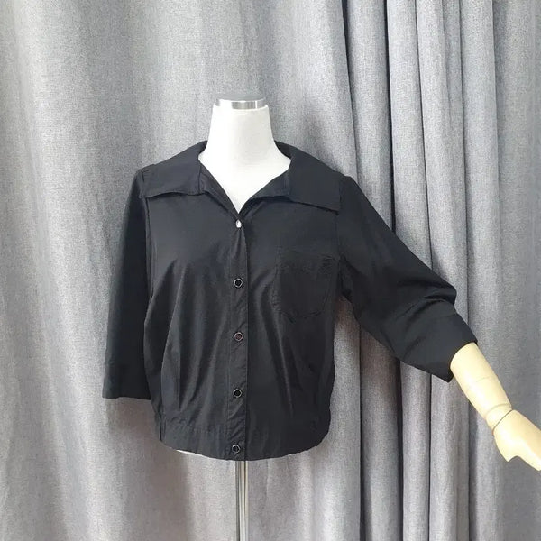 [BUNJANG] Black Square Neck Blouse / 55사각사각 블랙 블라우스