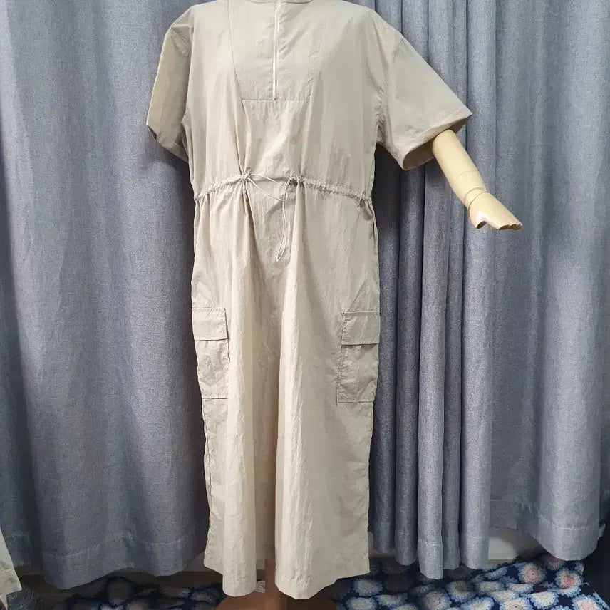 [BUNJANG] Beige Square Neck Maxi Dress / 베이지 사각사각 스토퍼 맥시원피스