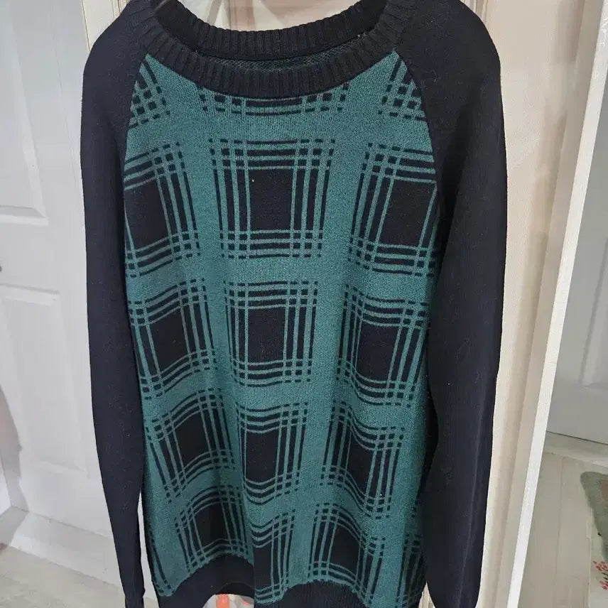 [BUNJANG] Massimo Check Knit Green Black / 마시모 체크 니트 그린 블랙