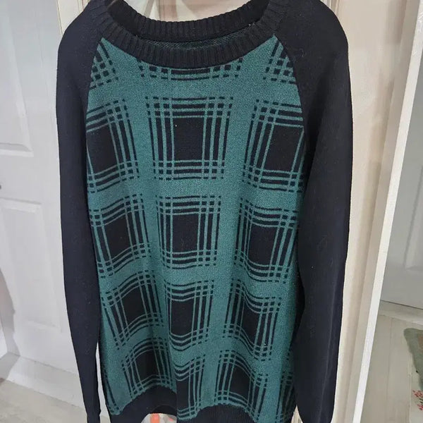 [BUNJANG] Massimo Check Knit Green Black / 마시모 체크 니트 그린 블랙
