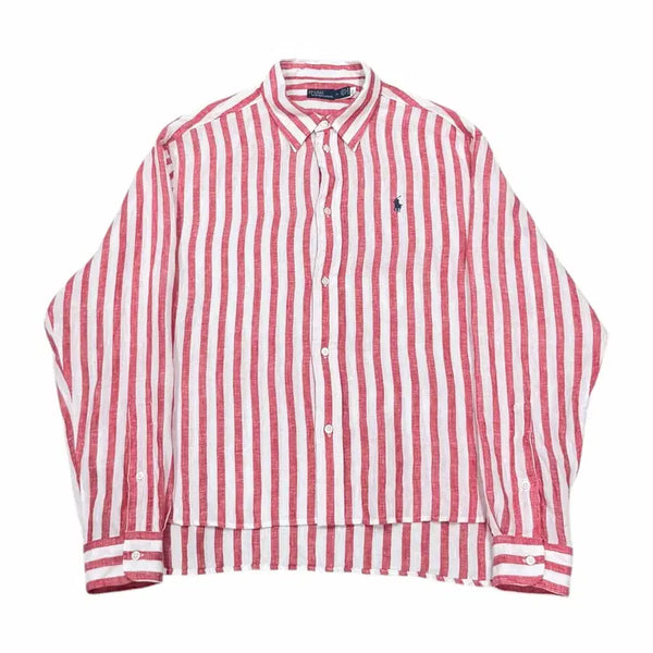 [BUNJANG] Polo Ralph Lauren Stripe Linen Shirt / 폴로랄프로렌 QR 여성 스트라이프 린넨 셔츠 남방 M