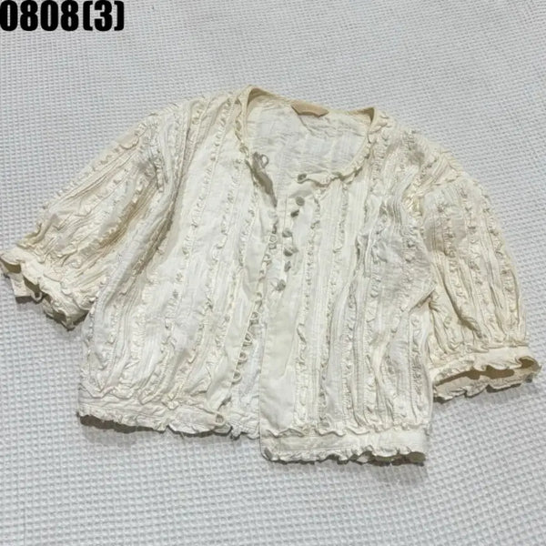 [BUNJANG] Vintage Frill Blouse - Ivory / 빈티지 프릴 블라우스 아이보리 8/8