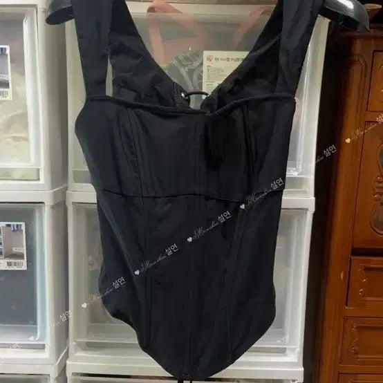[BUNJANG] Comfort Cotton Fishbone Support Girdle Vest - Black / 궁중어골지지외입조끼/블랙 컴포트 코튼 살짝 스판 피쉬골드 거들 조끼/상의