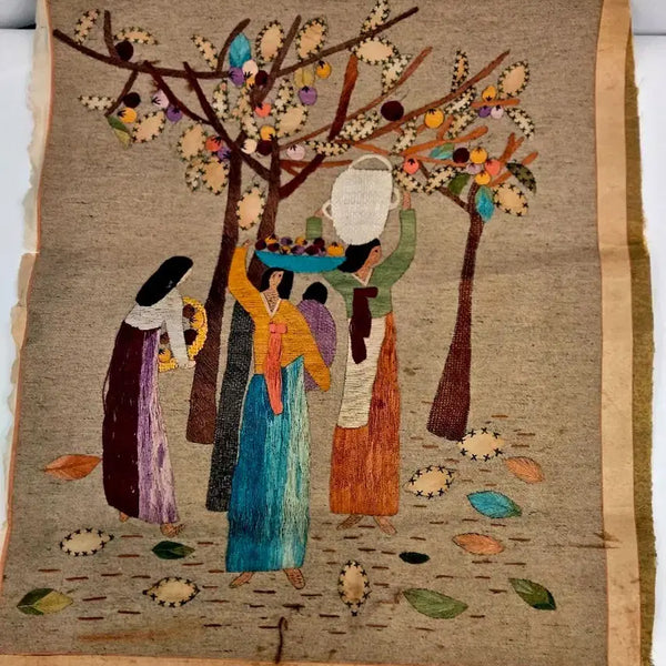 [BUNJANG] 1960-70s Korean Traditional Embroidery 'Abundance and Harvest' Folk Art / 근대민속] 60-70년대 한국 전통 수공예 입체자수 '풍요와 결실' (원판/고미술)