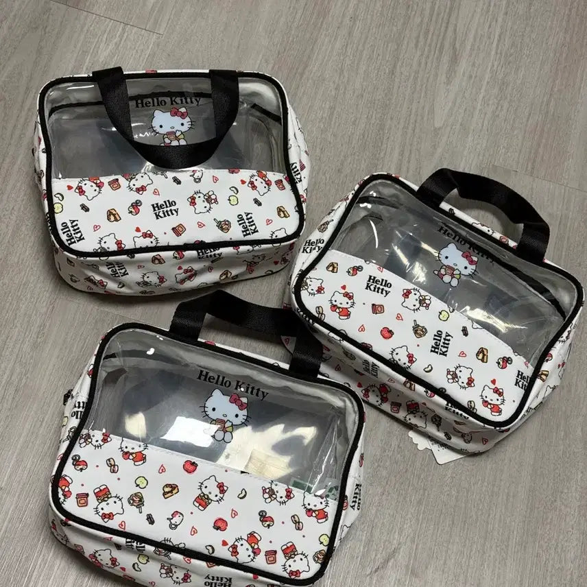 [BUNJANG] Hello Kitty Clear Pouch Set (3 Pieces) / 헬로키티 투명 가방 파우치 3개