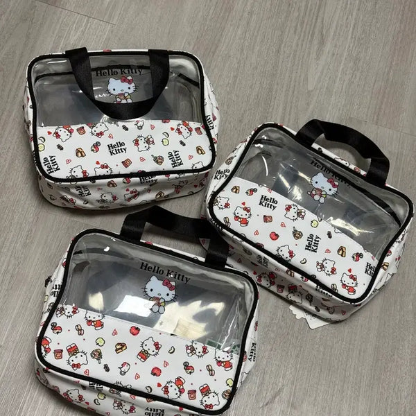 [BUNJANG] Hello Kitty Clear Pouch Set (3 Pieces) / 헬로키티 투명 가방 파우치 3개