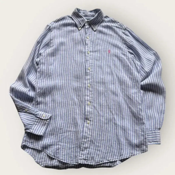 [BUNJANG] Polo Ralph Lauren Blue Stripe Linen Shirt / 폴로 블루 스트라이프 린넨 셔츠