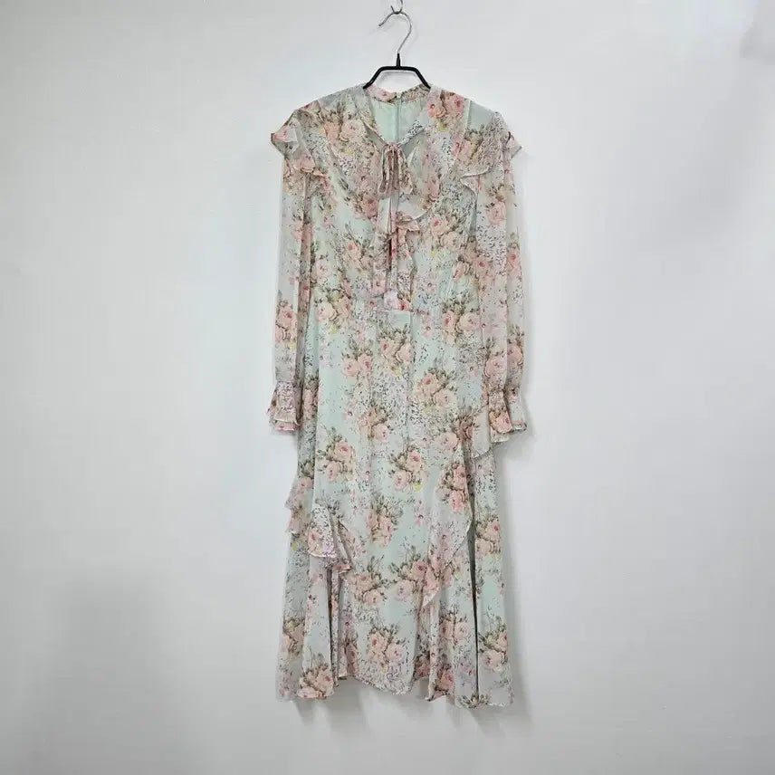 [BUNJANG] SI Flower Print Chiffon Long Dress / si 플라워 나염 쉬폰원피스