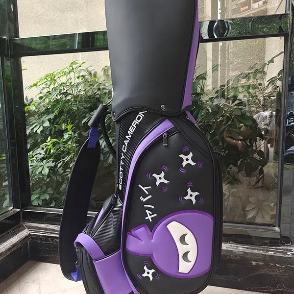 [BUNJANG] Ninja Waterproof Drop Shape Pro Caddy Bag (Black Purple) / 골프백 닌자 물방울모양 방수 프로 캐디백(블랙퍼플)