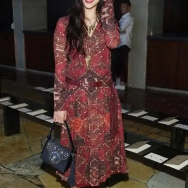[BUNJANG] Tory Burch Ethnic Pattern Silk-Linen Blend Long Dress M / 착샷) 토리버치 에스닉 패턴 실크린넨 혼방 롱 원피스 M(S~M)