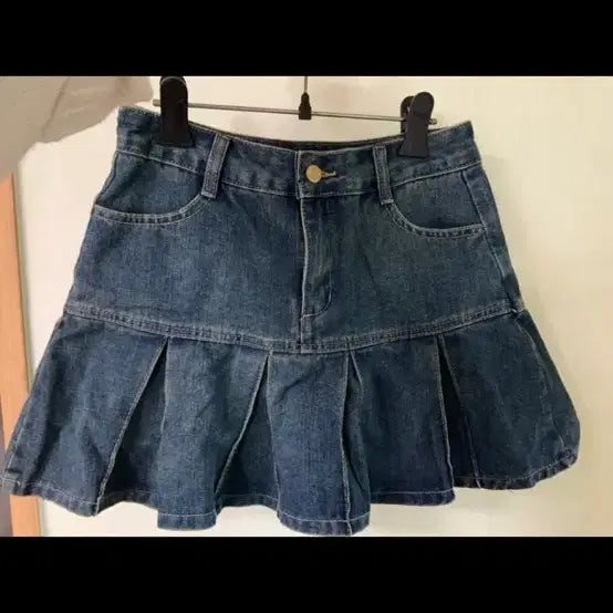 [BUNJANG] Harajuku Denim Pleated Mini Skirt / 새 이름표 없음 하라주쿠 작은 섹시녀/ 새 이름표 없음/ 청치마 플리츠 미니스커트