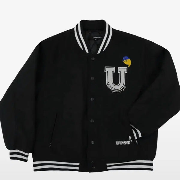 [BUNJANG] Apostrophed Varsity Jacket Black / 어퍼스트롭 바시티자켓(새상품 39만원)