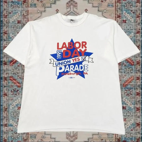 [BUNJANG] 1995 ATU Local 85 Labor Day Parade Graphic T-Shirt XL / 90s Made In USA 대중교통 노조 노동절 그래픽 티셔츠 XL