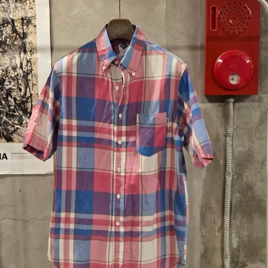 [BUNJANG] POST OVERALLS Madras Shirt Men's Size 100 / 오버롤즈 마드라스 셔츠 남성100