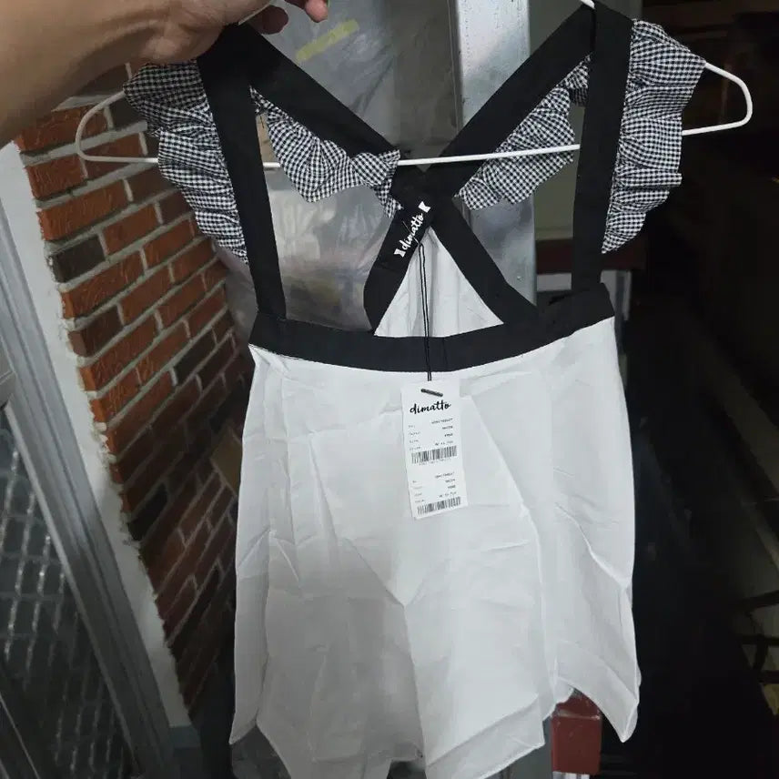 [BUNJANG] Diartre Check Frill White Blouse / 디아뜨레 체크 프릴 화이트 프릴 블라우스 꾸안꾸