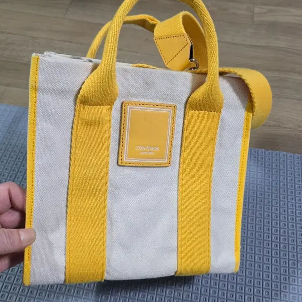 [BUNJANG] Connamor Canvas Striped Tote Bag Yellow / 콘나모르 토트백 캔버스 스트라이프 옐로우