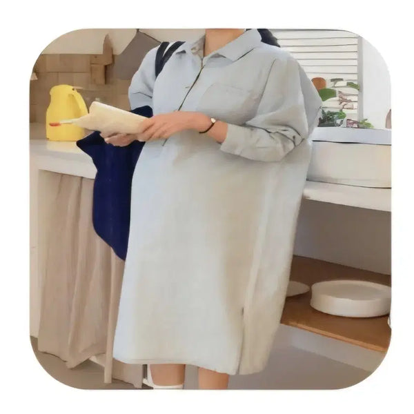 [BUNJANG] Soim Maternity Denim Long Dress / 소임 임부복 데님 원피스