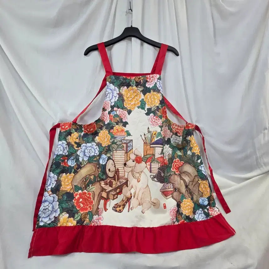 [BUNJANG] Flower Pattern Poodle Apron / 플라워 여성패턴 푸들 앞치마F