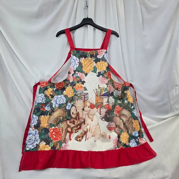 [BUNJANG] Flower Pattern Poodle Apron / 플라워 여성패턴 푸들 앞치마F