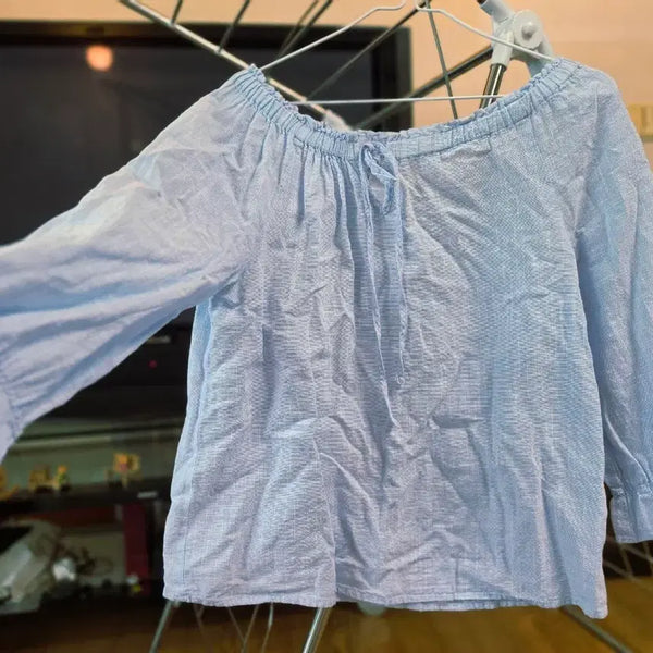 [BUNJANG] MIXXO Light Blue Ruffle Blouse / MIXXO미쏘 하늘색 프릴 상의