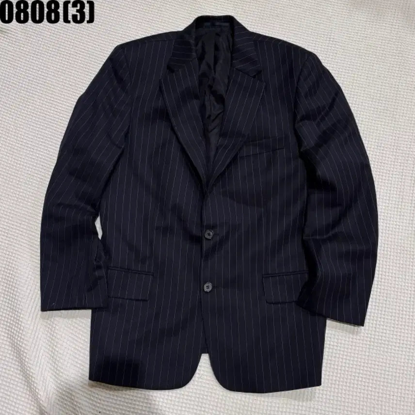 [BUNJANG] Boss Men's Navy Stripe Single Jacket / 보스 남성 정장 네이비 스트라이프 싱글 자켓 8/8