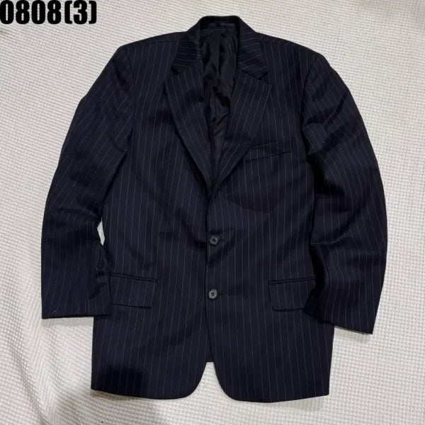 [BUNJANG] Boss Men's Navy Stripe Single Jacket / 보스 남성 정장 네이비 스트라이프 싱글 자켓 8/8